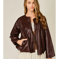 Balloon Bomber Vegan Leather Jacket