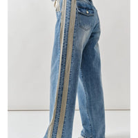 Contrast Line Detail Slouchy Straight Jeans