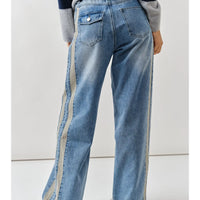 Contrast Line Detail Slouchy Straight Jeans