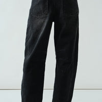 Embroidered Detail Cotton Barrel Pants