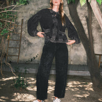 Embroidered Detail Cotton Barrel Pants