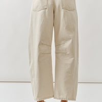 Embroidered Detail Cotton Barrel Pants