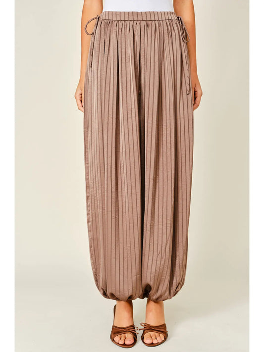 Satin Striped Balloon Bubble Pants