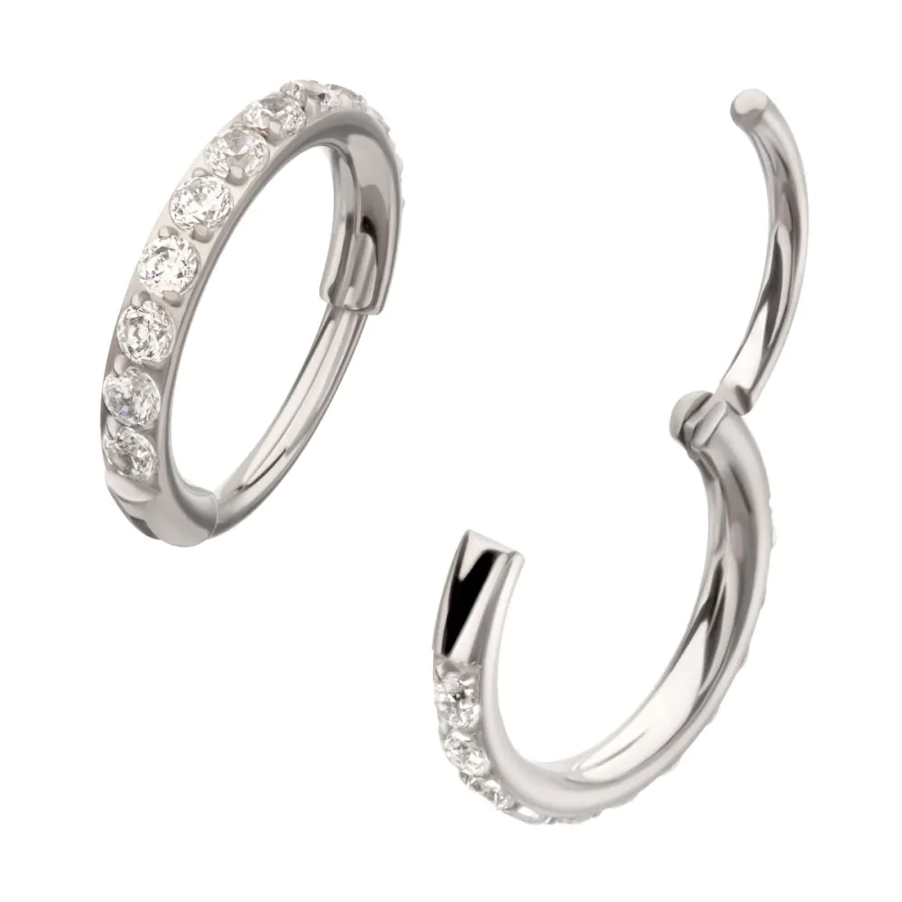 All Around Gem Thick Titanium Hinged Hoop