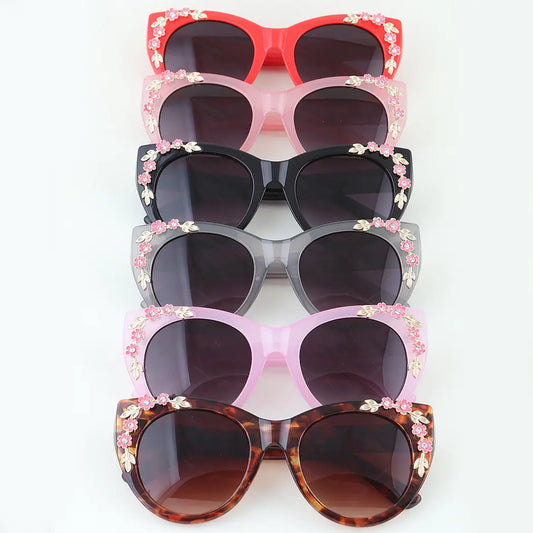 Bedazzled Flower Cateye Sunglasses