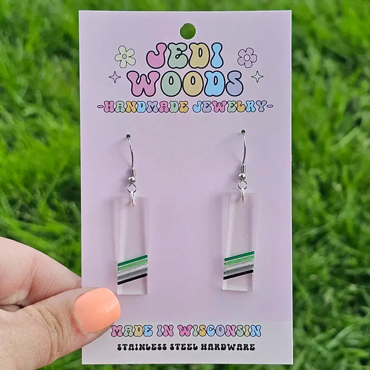 Aromantic Acrylic Pride Flag Earrings