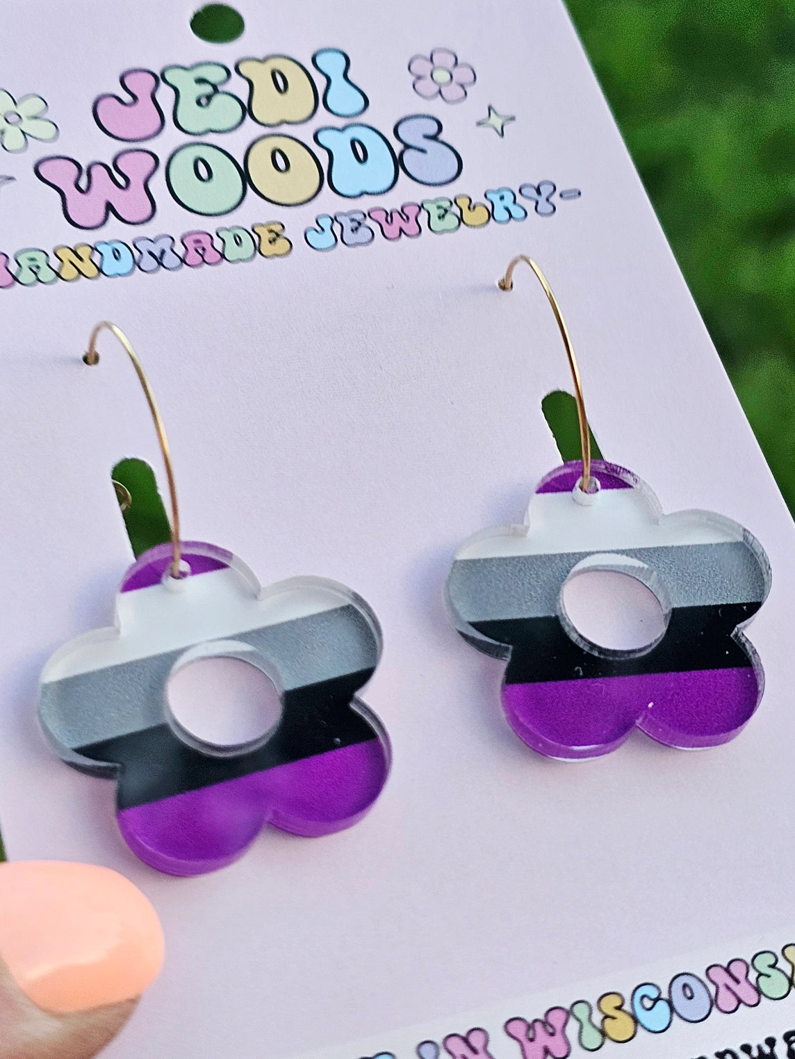 Asexual (Ace) Pride Flag Flower Earrings