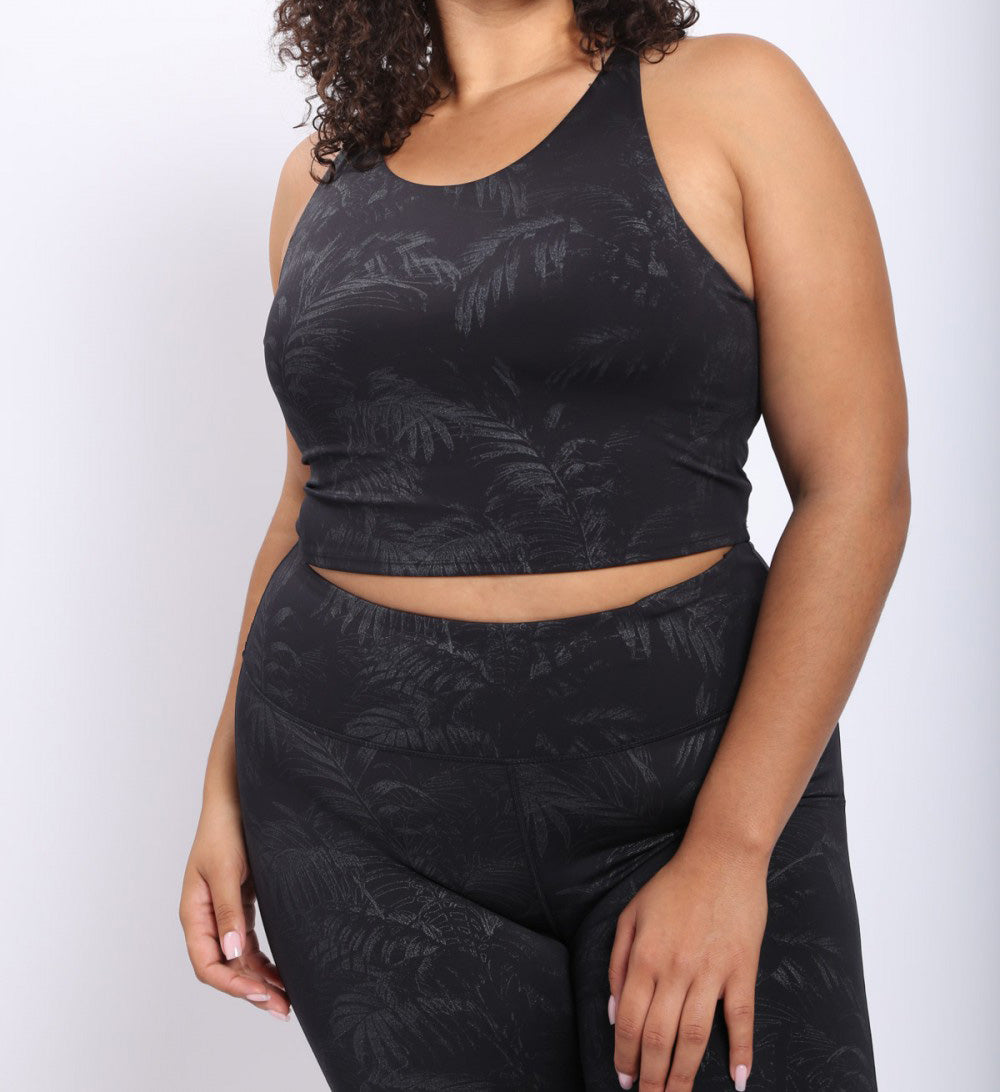 Tropical Foil Print Sports Bra Plus Size.