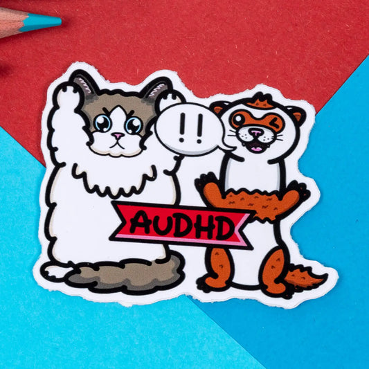 AuDHD Cat And Ferret Sticker - ADHD / Autism