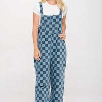 70s Checkered Flared Overall