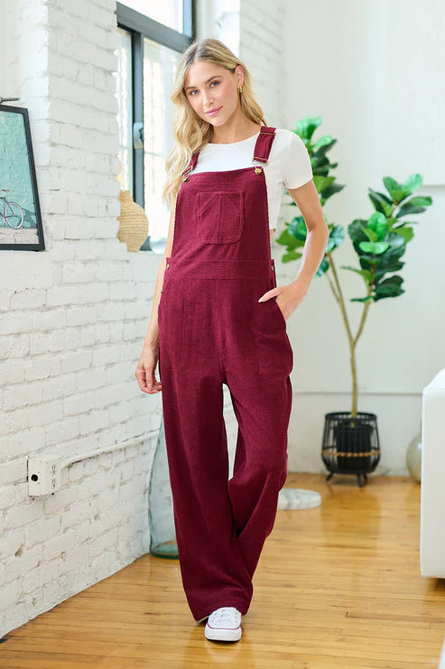 Classic Maroon Corduroy Overalls