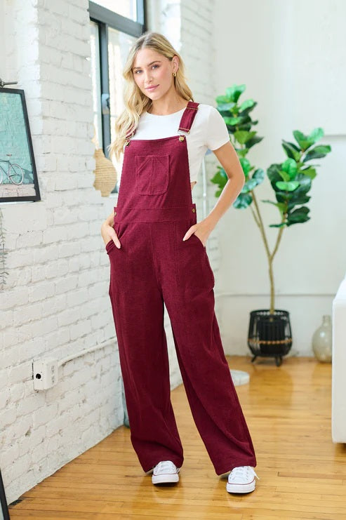 Classic Maroon Corduroy Overalls