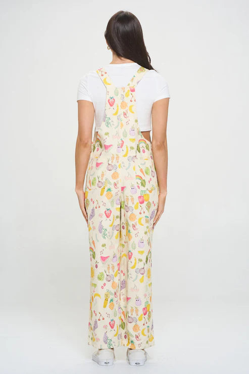 Cherries And Berries Print Overalls