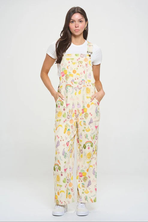 Cherries And Berries Print Overalls