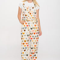 Colorful Cat Face Print Overall