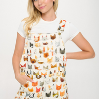 Colorful Cat Face Print Overall
