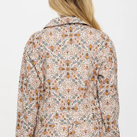 Bee Floral Print Crop Jacket