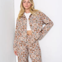 Bee Floral Print Crop Jacket