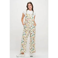 Floral Garden Print Overalls