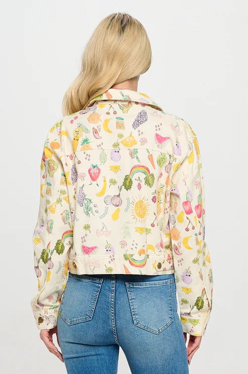 Fruits And Veggies Print Jacket