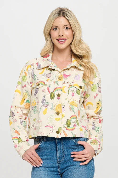 Fruits And Veggies Print Jacket