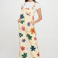 Colorful Daisy Print Overalls