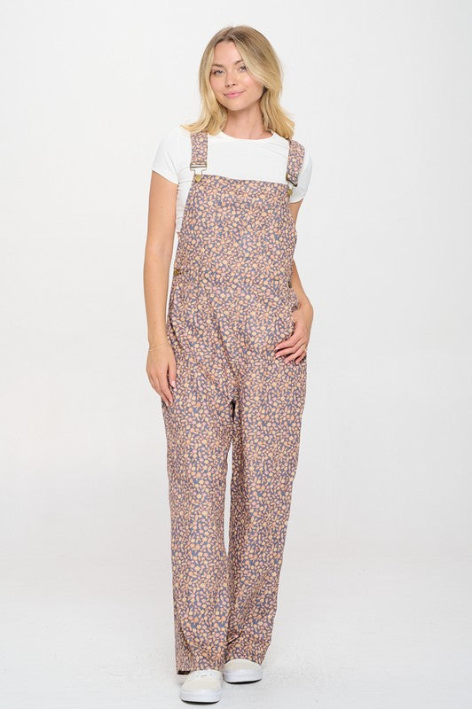 Fall Flower Print Overall