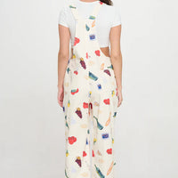 Delightful Spring Picnic Print Overalls