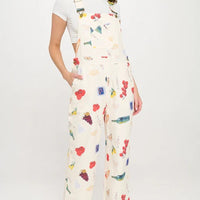 Delightful Spring Picnic Print Overalls