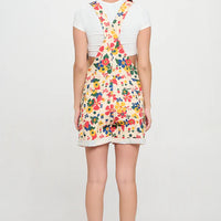 Multi Water Color Floral Print Shortalls