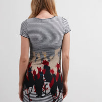 Cat Print Sweater Dress