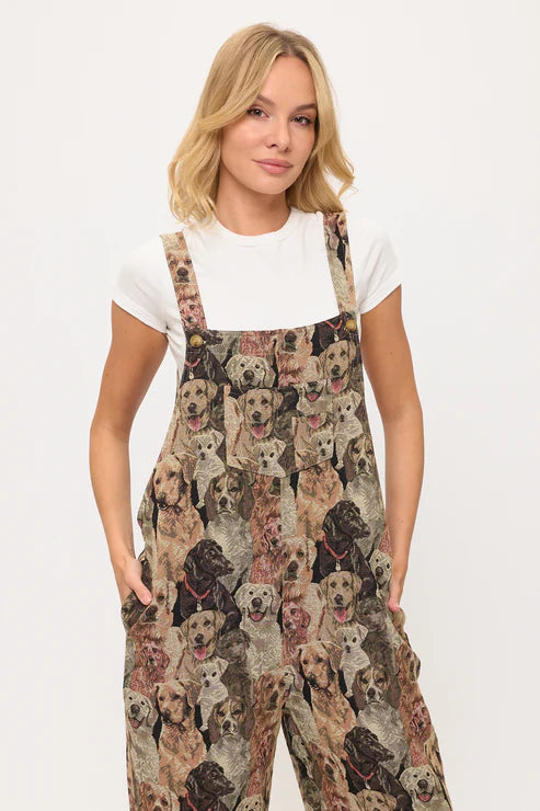 Dogs Collage Print Overalls