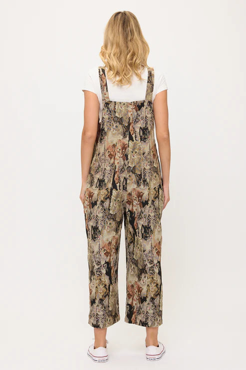 Cat Collage Print Overalls