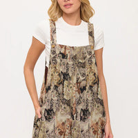 Cat Collage Print Overalls