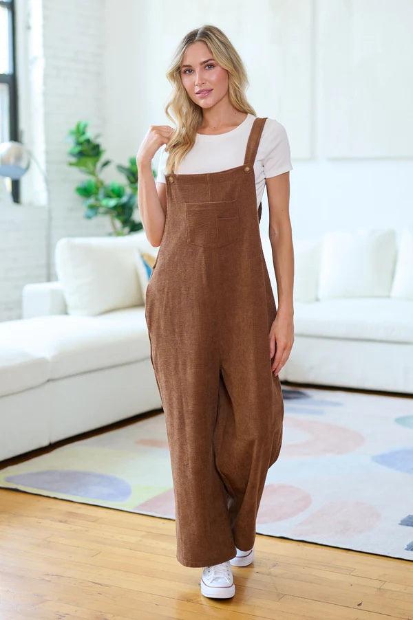 Classic Brown Corduroy Overalls