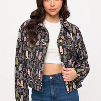 Colorful Cat Print Jacket