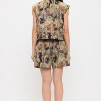 Cat Collage Print Collared Tapestry Vest