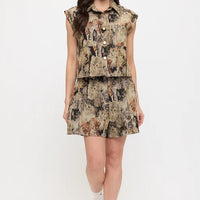 Cat Collage Print Collared Tapestry Vest