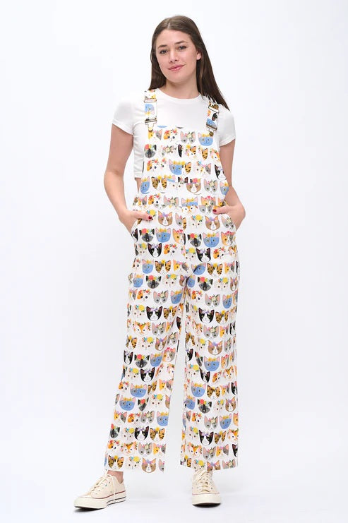 Floral Crown Cats Overalls