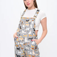 Different Breed Dogs Print Overalls