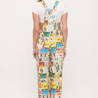 Retro Cat Collage Print Overalls