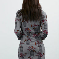 Birdcage Print Winter Tunic Grey