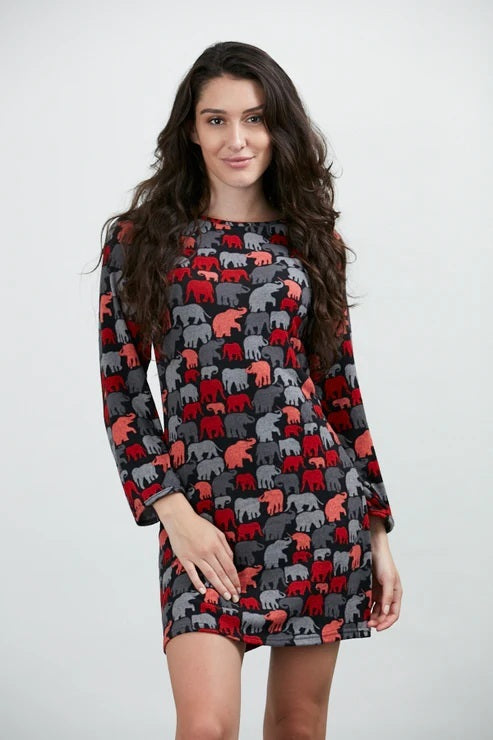 Elephant Print Winter Tunic Dress