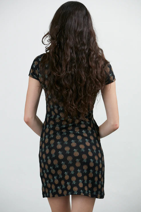 Pineapple Print Winter Tunic Black