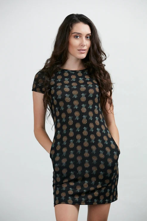 Pineapple Print Winter Tunic Black