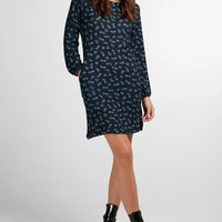 Bike Print Round Neck Winter Tunic Blue