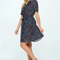 Black Colorful Cats Print Dress