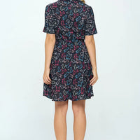 Black Colorful Cats Print Dress