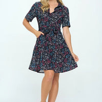 Black Colorful Cats Print Dress