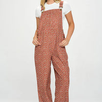 Burgundy Daisy Floral Print Jumpsuit